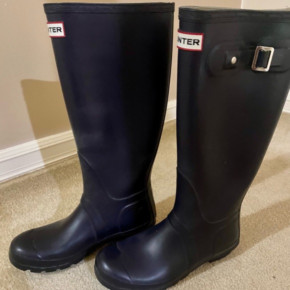 Hunter Shoes - Hunters Original Navy Blue Tall Women’s Rain Boots - (Size 7, Eu 38)